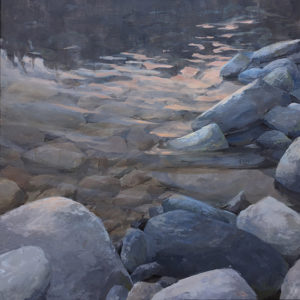 Rivier de Bez en haar keien is een schilderij van een franse river gemaakt door Marein Konijn