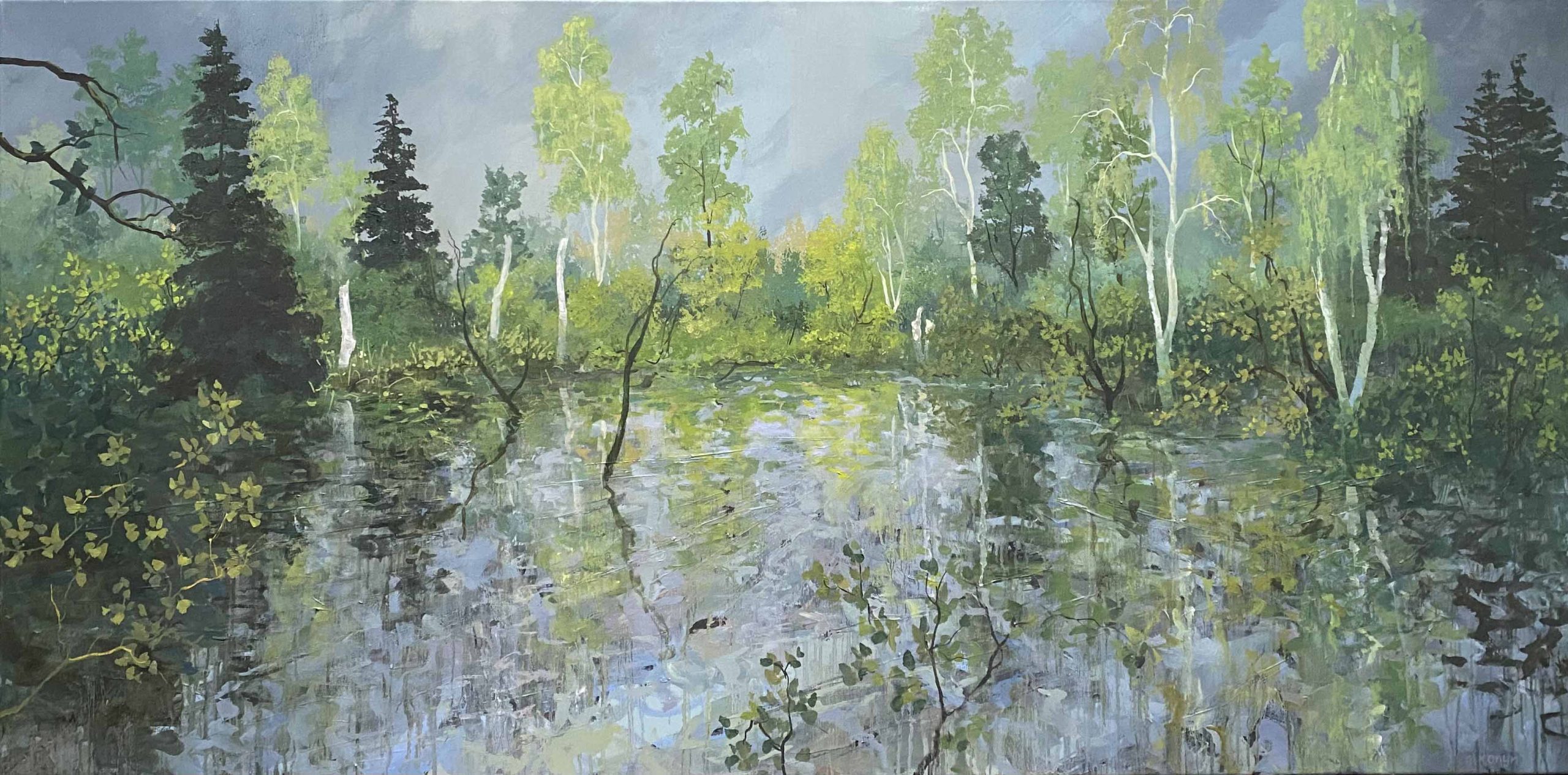 Na de storm, een schilderij van een landschap door kunstenaar Marein Konijn