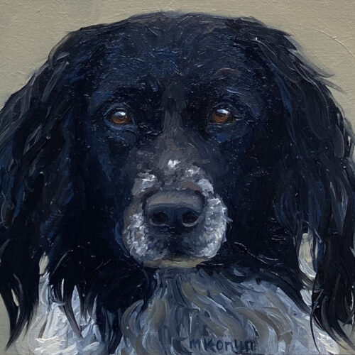 Lou is een schilder portret van een hond uit de serie Dagelijkse ontmoetingen van kunstenaar Marein Konijn